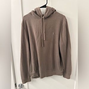 all saints mens hoodie raven oth hoodie size large mens brown pullover w/ pocket